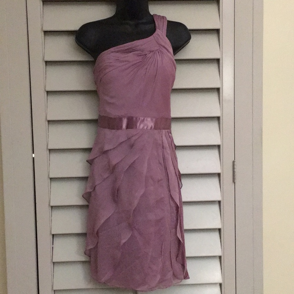 Adrianna Papell Draped one shoulder flutter dress
